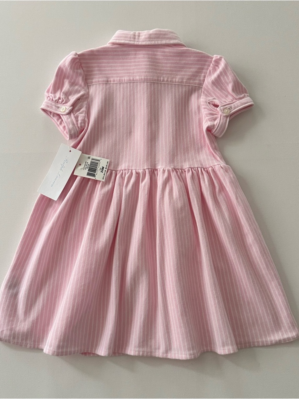 Ralph Lauren 24 Months Baby Girl Pink Oxford Striped Polo Dress NWT - Picture 6 of 6